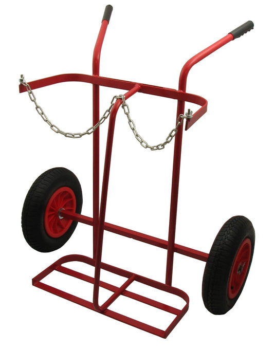 Heavy-duty Oxygen and Acetylene Cylinder Trolley for safe transport.