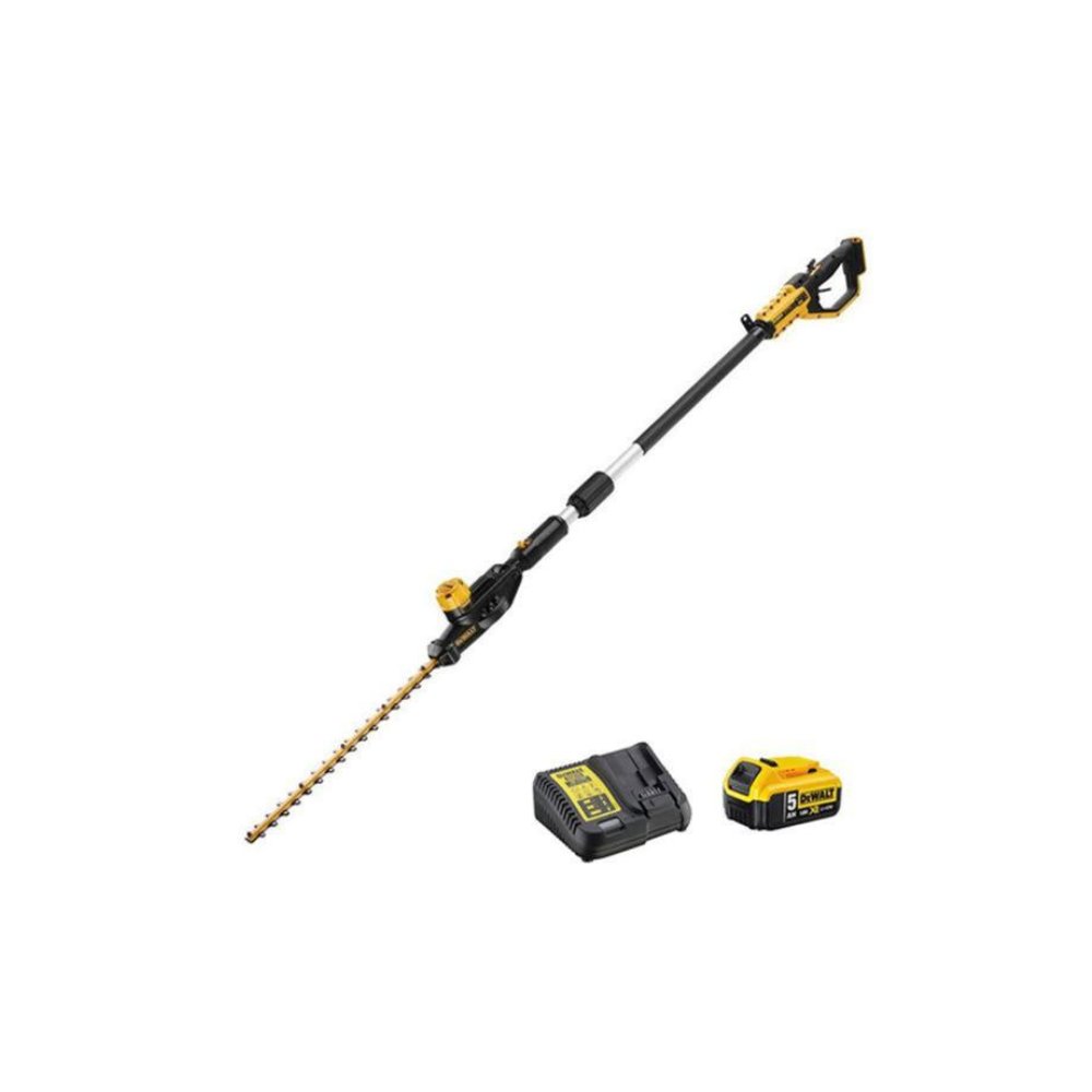 18V XR Pole Hedge Trimmer with 5Ah Battery for efficient hedge trimming