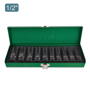 10PCS 1/2" DR. 6PT Flank Deep Impact Socket Set
