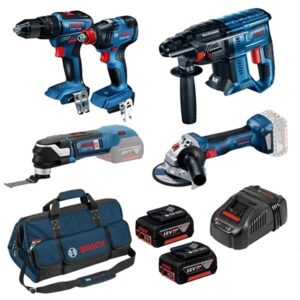 Bosch 5 Piece Brushless Kit Combi Drill, Impact Driver/Wrench, SDS, Grinder & Multi-tool (2x4Ah)