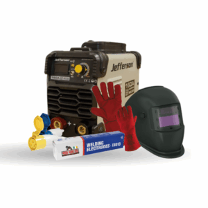 JEFFERSON 160 AMP ARC/TIG INVERTER WELDER INCLUDING HELMET, GAUNTLETS & 2.5 MM E6013 RODS