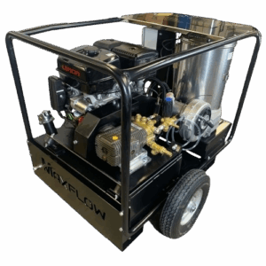 Maxflow Industrial Petrol Hot Pressure Washer - Loncin G420 21 LPM Trolley Frame + Reel (Electric Start)