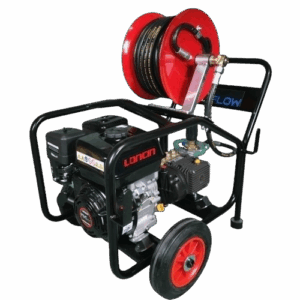 Maxflow Industrial Pressure Washer - Loncin G420 21 LPM Gearbox Driven Trolley Frame - Reel (Electric Start)
