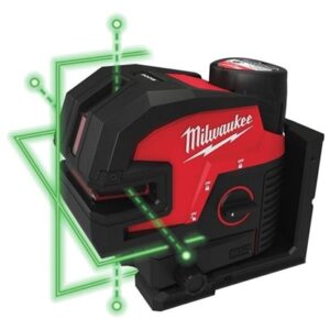 Milwaukee M12 Cross Line 4 Points Laser, 1x Track clip, 1xTarget Plate, (Bare Unit)