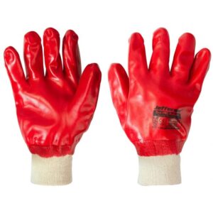 Red PVC Knit-Wrist Safety Work Gloves