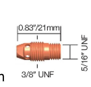 Tig Welder Torch Collet Body 2.4mm (WP9/20) - packet of 5